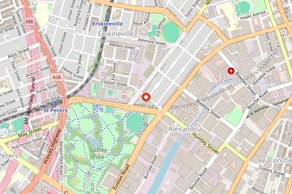 Map showing The Grounds of Alexandria in Sydney