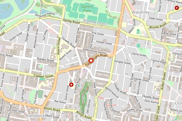 Map showing Corner 75 in Sydney