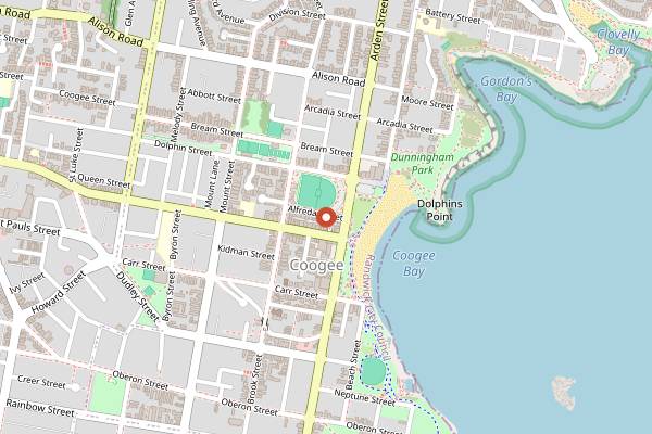 Map showing Osteria Coogee in Sydney
