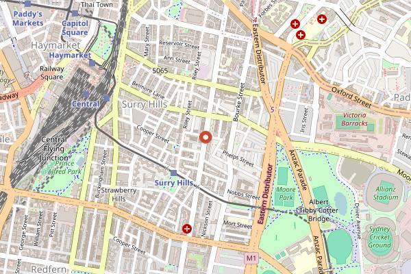 Map showing Artificer Coffee in Sydney