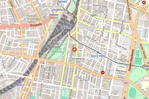 Map showing Sample Coffee Surry Hills in Sydney