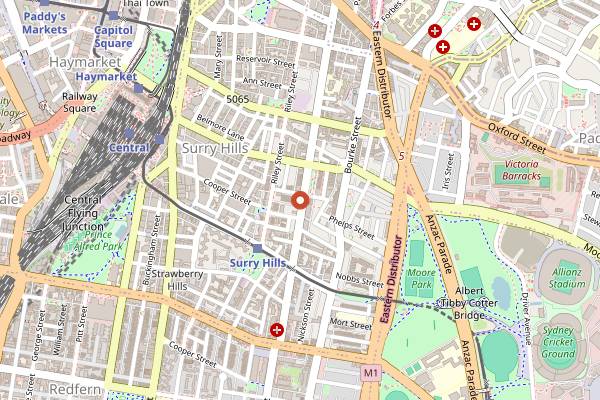 Map showing Yulli's in Sydney