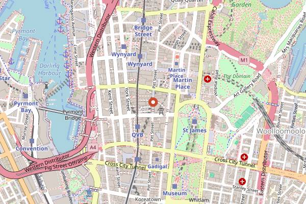 Map showing Night Noodle Markets in Sydney