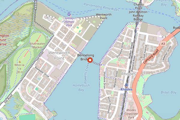 Map showing Bennelong in Sydney