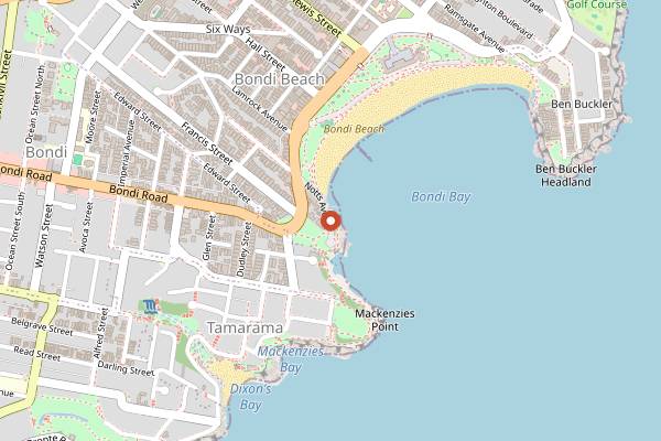 Map showing Icebergs Dining Room in Sydney