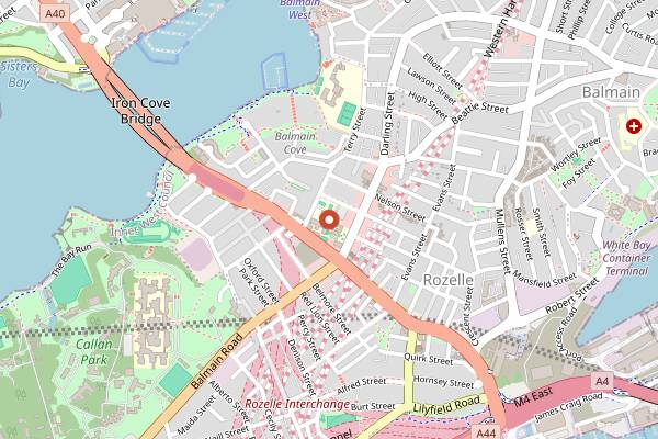 Map showing Rozelle Markets in Sydney