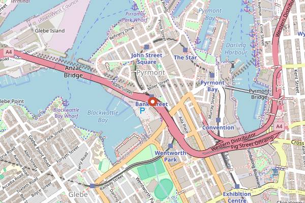 Map showing Sydney Fish Market in Sydney