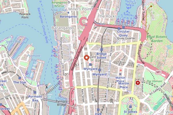 Map showing Sky Bar at Shell House in Sydney