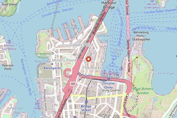 Map showing Ananas in Sydney