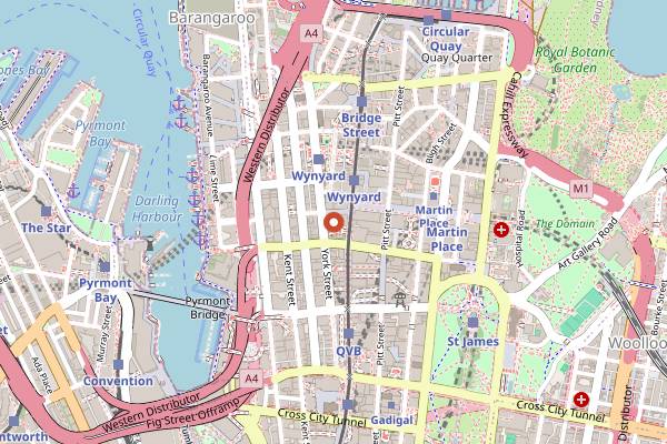 Map showing Eleven Barrack in Sydney
