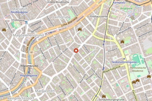 Map showing Der Mann Margaretenstrasse in Vienna