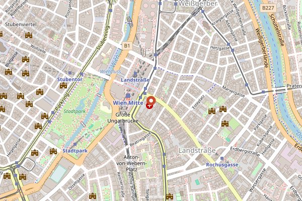 Map showing Joseph Brot Landstrasse in Vienna