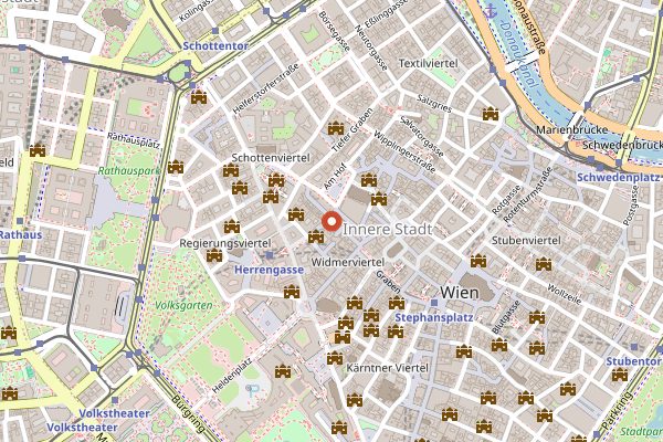 Map showing Joseph Brot Naglergasse in Vienna