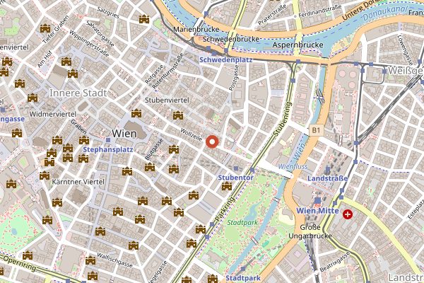 Map showing Oefferl Wollzeile in Vienna