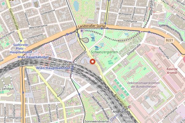 Map showing Aurora Rooftop Bar in Vienna