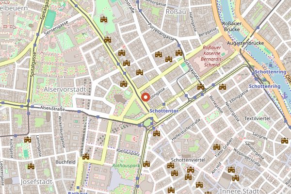 Map showing Botanical Garden in Vienna