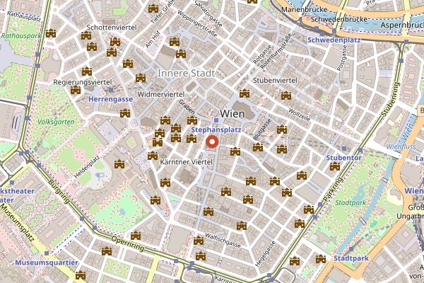 Map showing Loos American Bar in Vienna