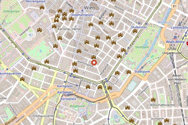 Map showing 1516 Brewing Company in Vienna