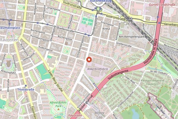 Map showing Bräuhaus Ten.Fifty. in Vienna