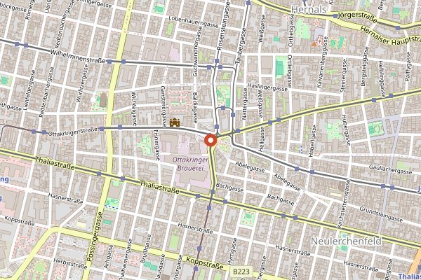 Map showing Ottakringer Braumanufaktur in Vienna