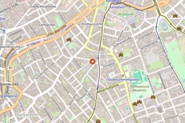 Map showing Wieden Braeu in Vienna