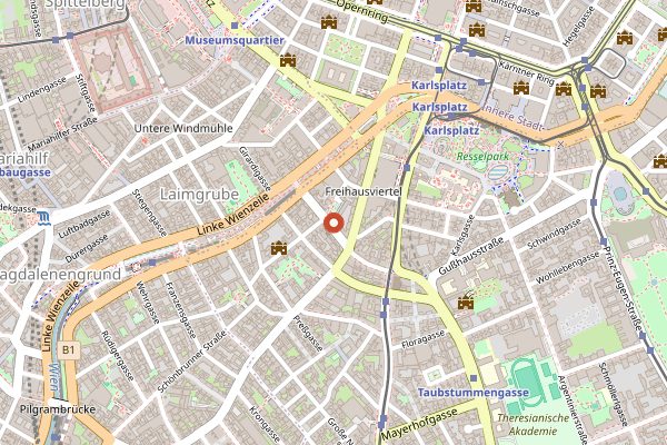 Map showing Vollpension Strudel and coffee in Vienna
