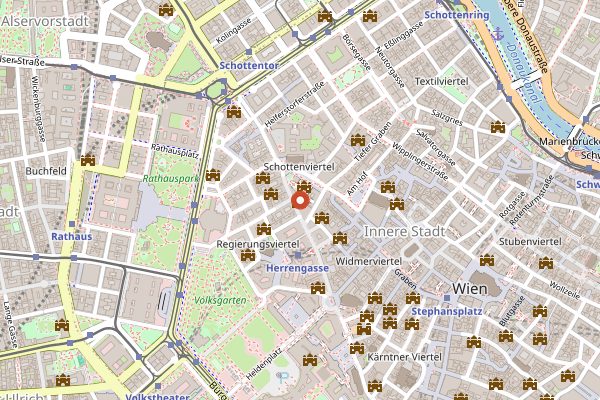 Map showing Cafe Central in Vienna