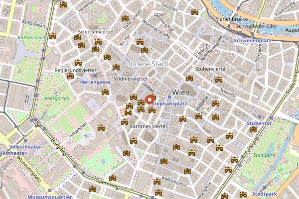 Map showing Cafe Hawelka in Vienna