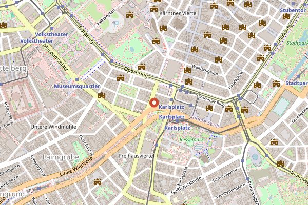 Map showing Cafe Museum in Vienna