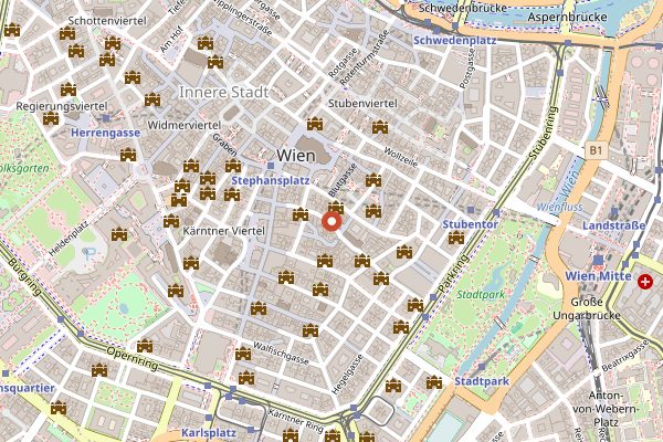 Map showing Gasthaus Poeschl in Vienna