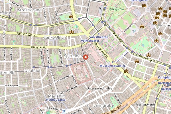 Map showing Glacis Beisl in Vienna