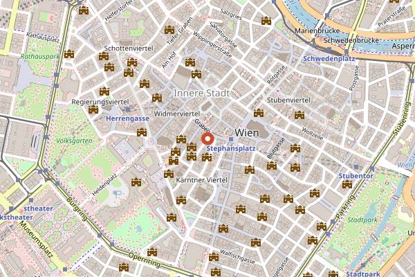 Map showing Reinthaler's Beisl in Vienna