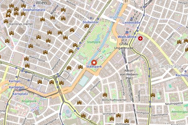 Map showing Genuss Festival Stadtpark in Vienna