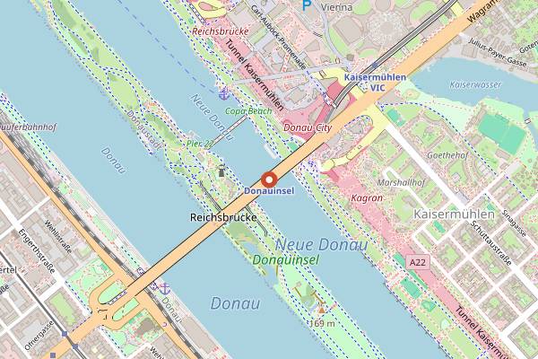 Map showing Veganmania Donauinsel in Vienna