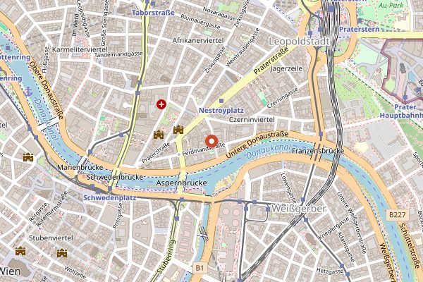 Map showing Weinschenke an der Au in Vienna