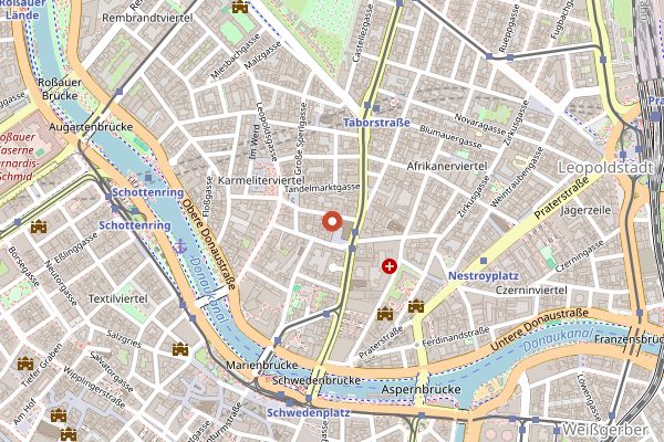 Map showing Karmelitermarkt in Vienna