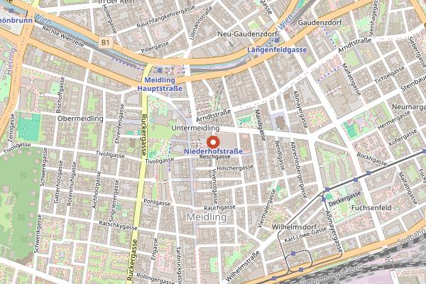 Map showing Meidlinger Markt in Vienna