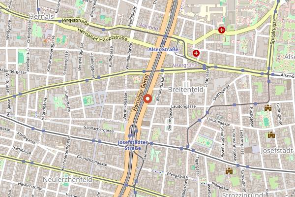 Map showing B72 in Vienna
