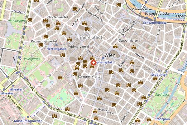 Map showing Cabaret Fledermaus in Vienna