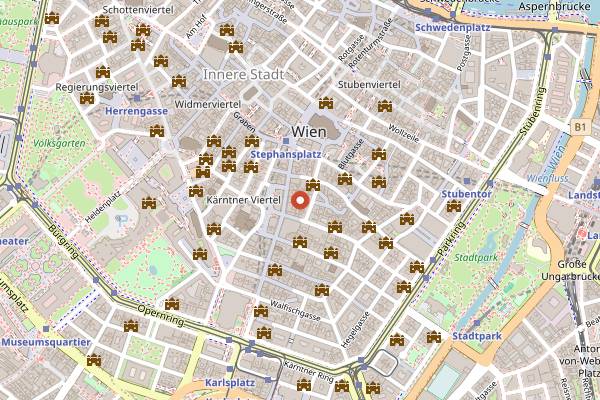 Map showing Sky Bar at Steffl in Vienna
