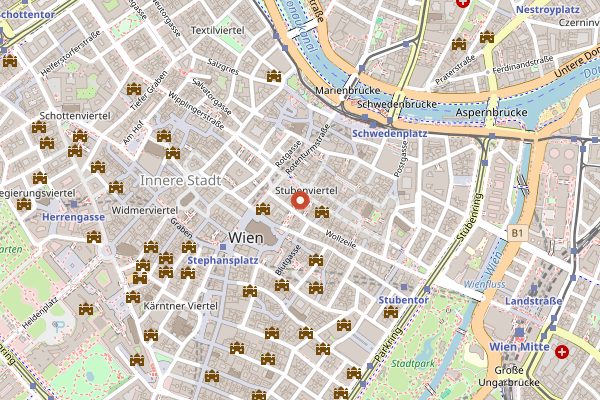 Map showing Figlmueller Wollzeile in Vienna