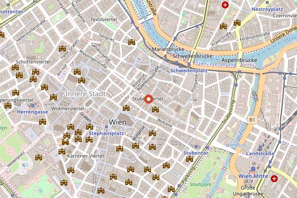 Map showing Lugeck Figlmueller in Vienna