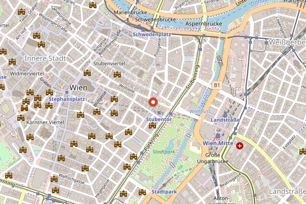 Map showing Plachutta Wollzeile in Vienna