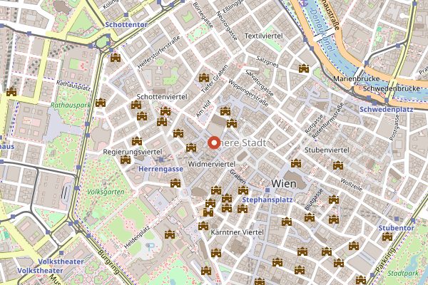 Map showing Zum Schwarzen Kameel in Vienna