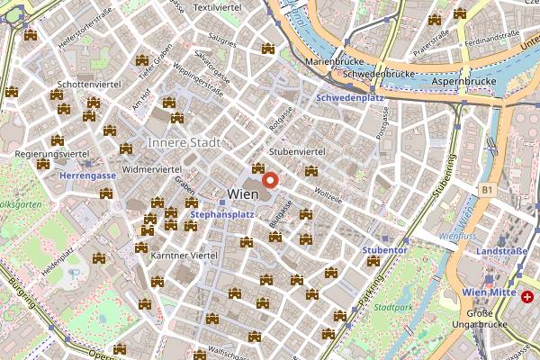 Map showing Vinothek St. Stephan in Vienna