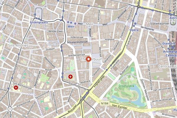 Map showing Barnini Bagel Shop in Antwerp