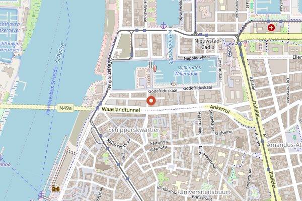 Map showing Otomat in Antwerp