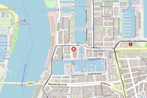 Map showing Black & Yellow Coffee Bar in Antwerp