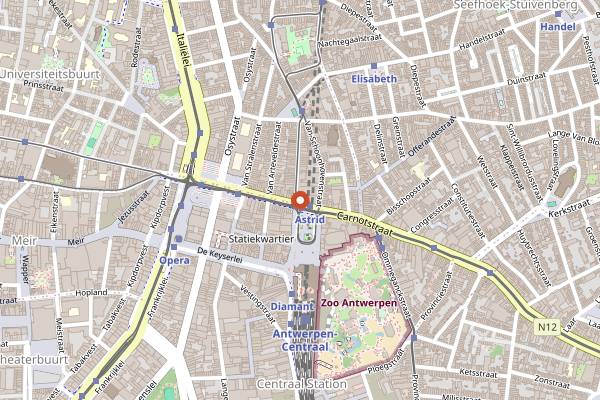 Map showing Chocolate Nation Workshops in Antwerp