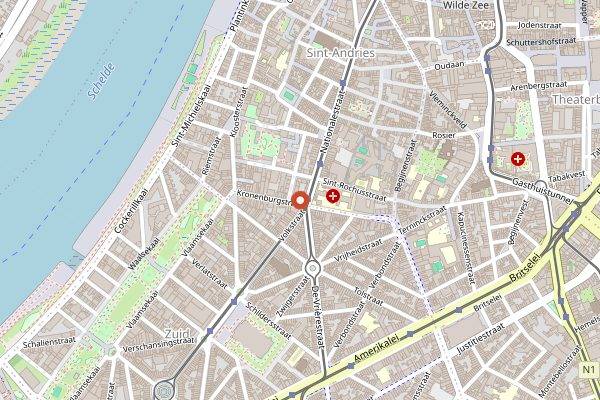 Map showing Bakkerij FUNK in Antwerp